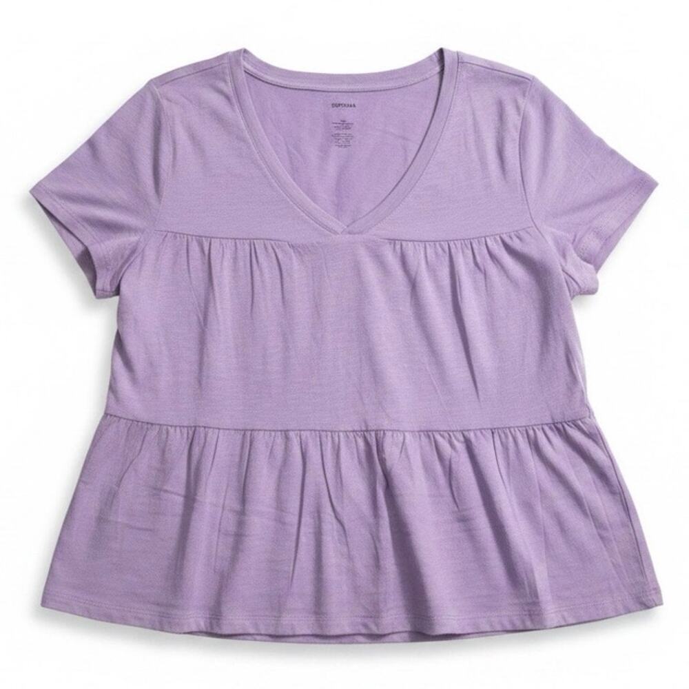 Sonoma Sz L Purple Multi Tiered Baby Doll V-neck Lightweight Flowy Top | NWT